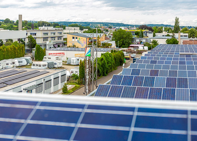 Solarpanels auf den Dächern von Nürtingen